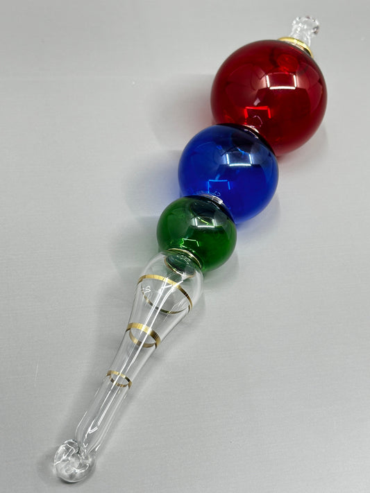 3 Ball w/Teardrop Glass Ornaments 14K Gold - Egyptian Hand Blown