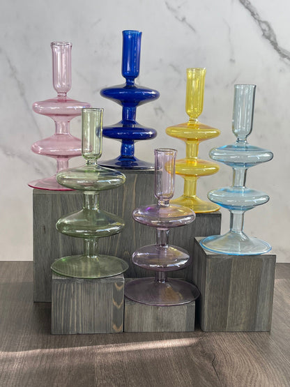 Handblown Double Trumpet Candle Holders