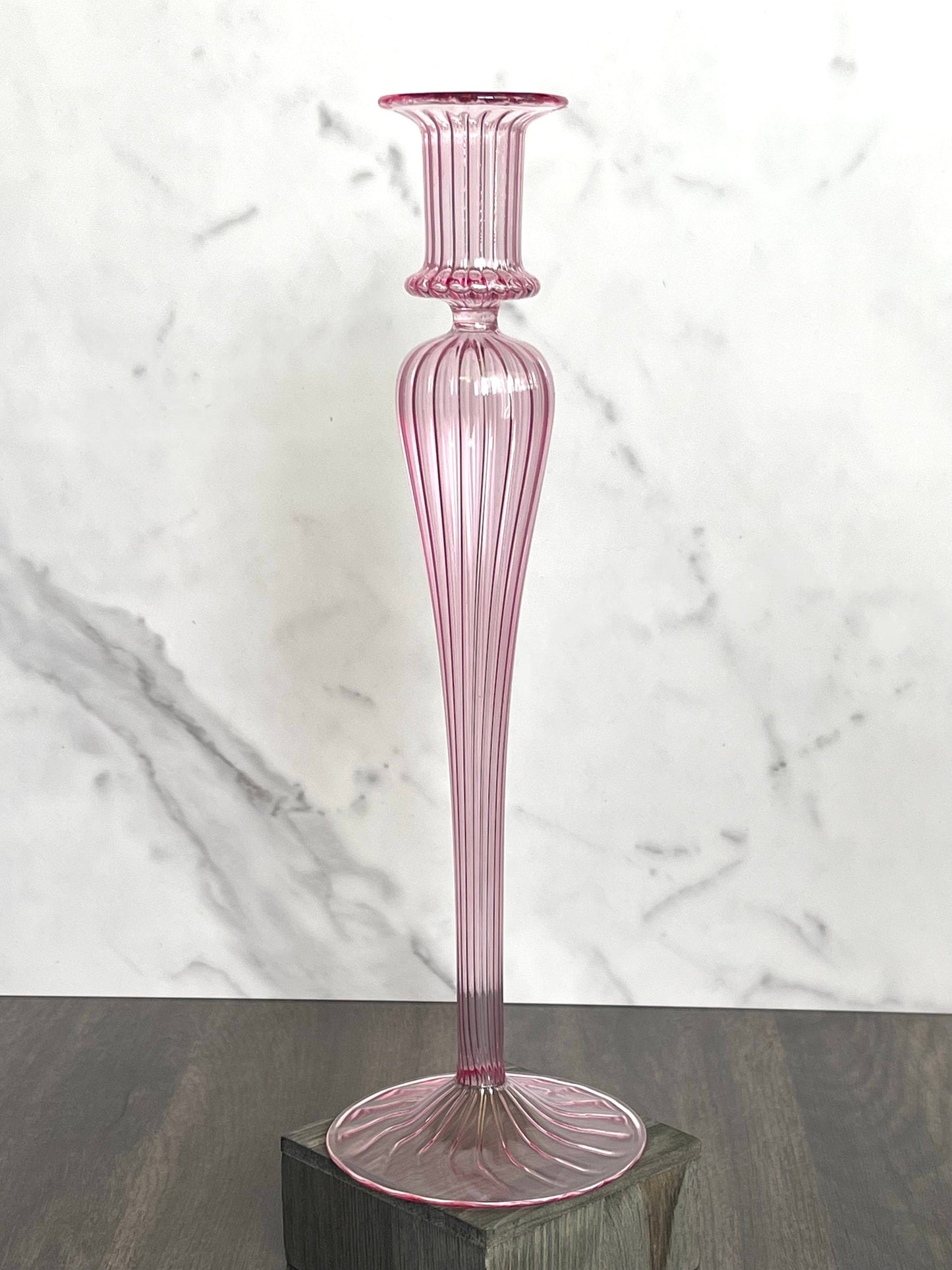 Handblown Elegant Swirl Glass Candle Stick