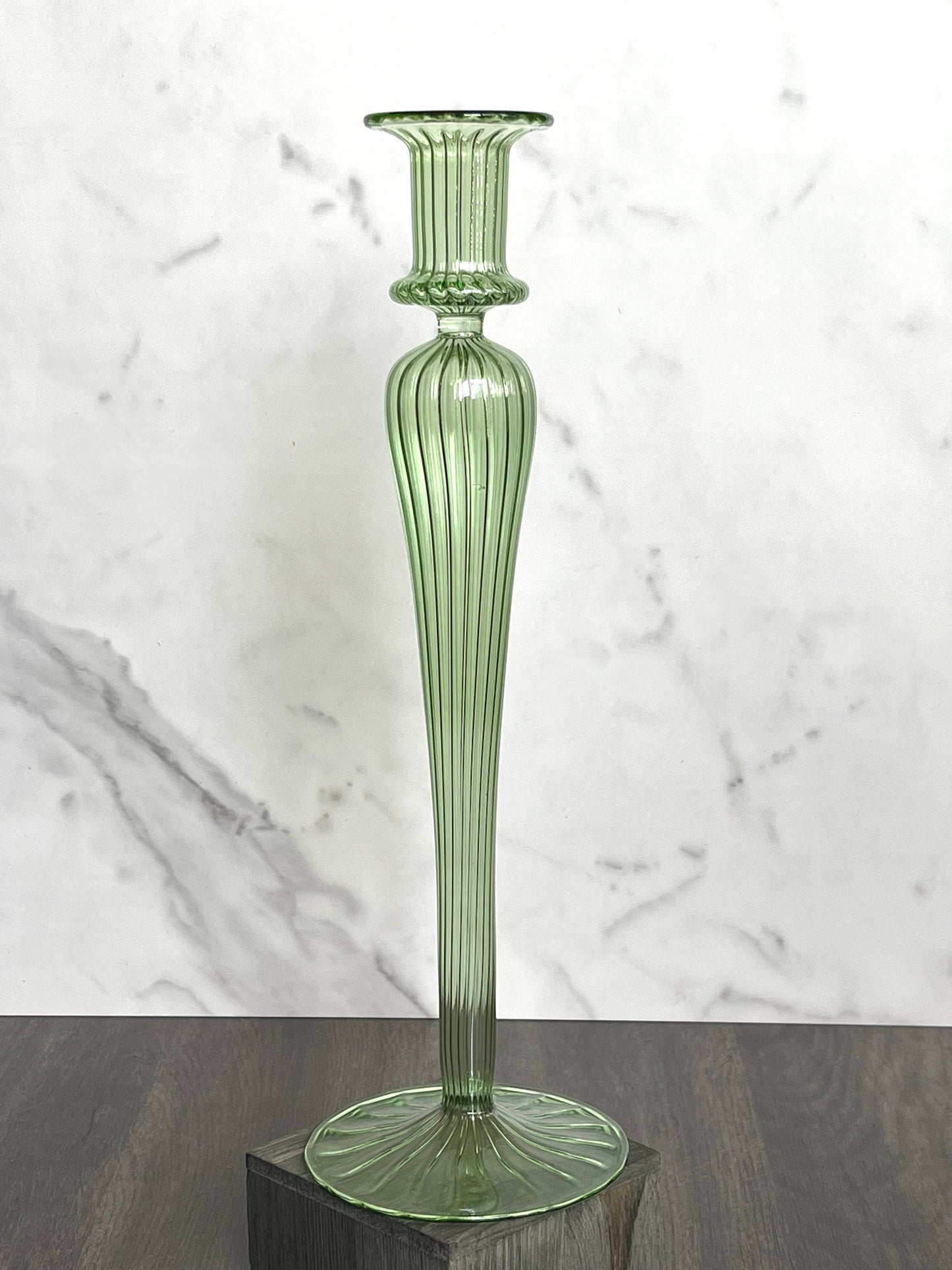 Handblown Elegant Swirl Glass Candle Stick