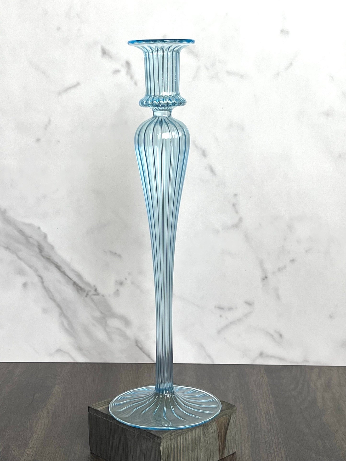 Handblown Elegant Swirl Glass Candle Stick