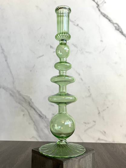 Egyptian Handblown Fear/Globe Swirl Glass Candle Stick