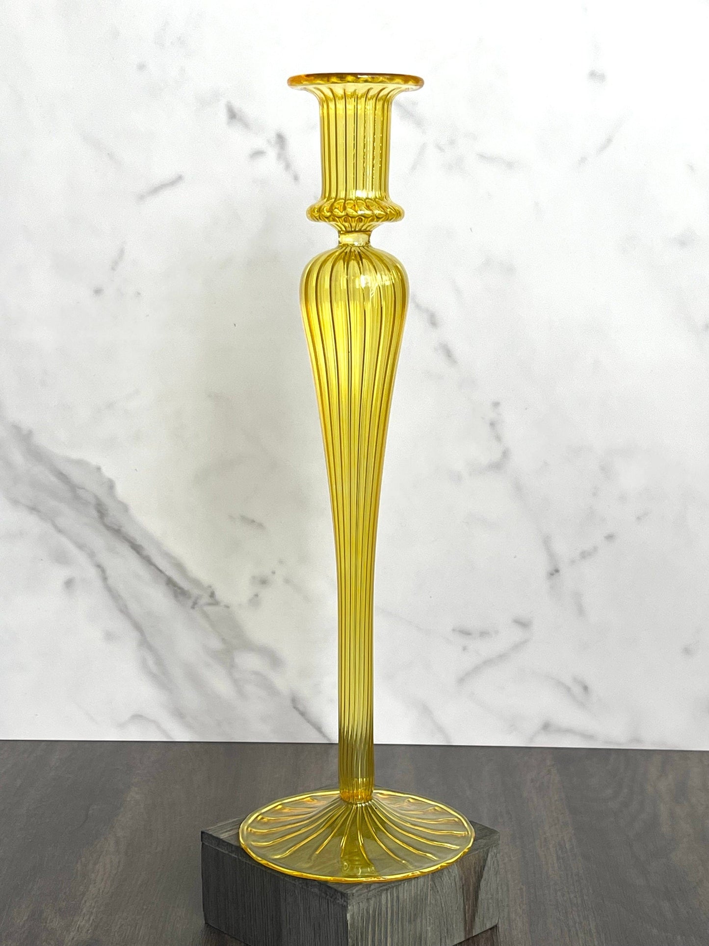 Handblown Elegant Swirl Glass Candle Stick