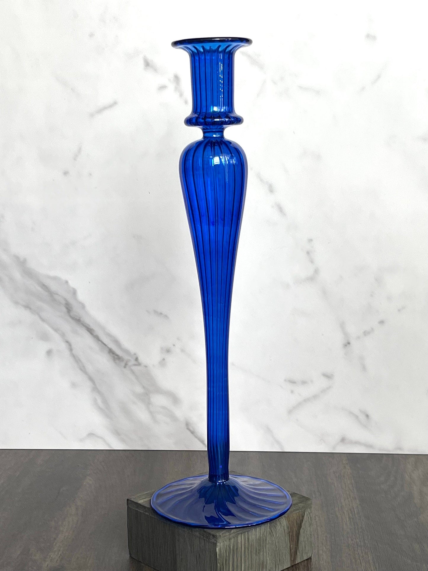 Handblown Elegant Swirl Glass Candle Stick