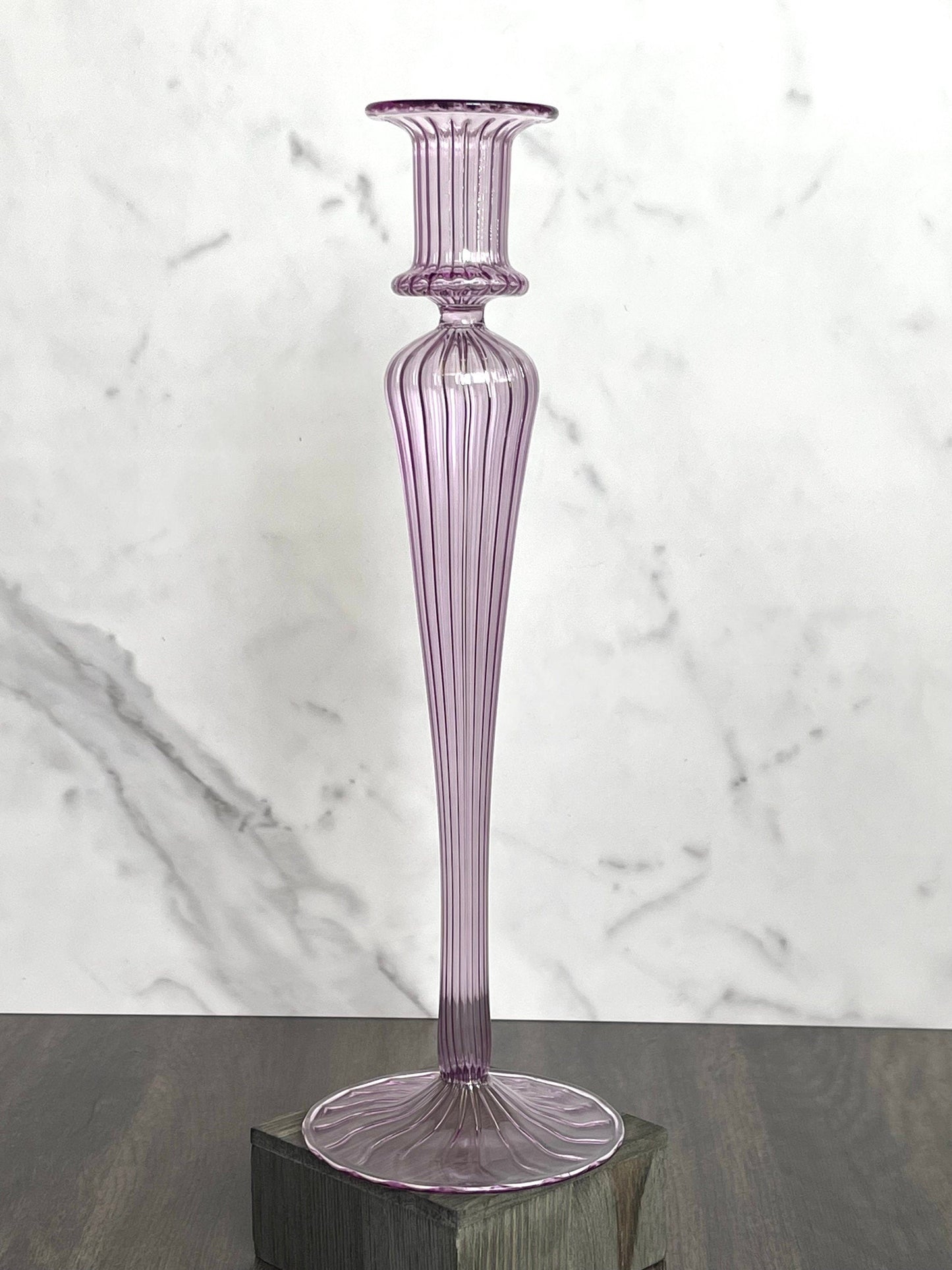 Handblown Elegant Swirl Glass Candle Stick